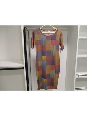 LULAROE JULIA DRESS PATCHWORK MULTI COLOR SIZE SMALL
